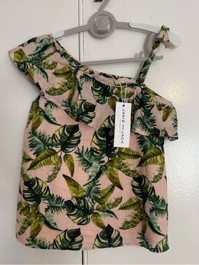 Janie and Jack Girls Tropical One Shoulder Top NWT Palm Print Summer Vacation